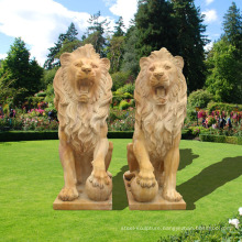 Stunning Large Sitting Granite Cast Lions Statue Garden Ornaments